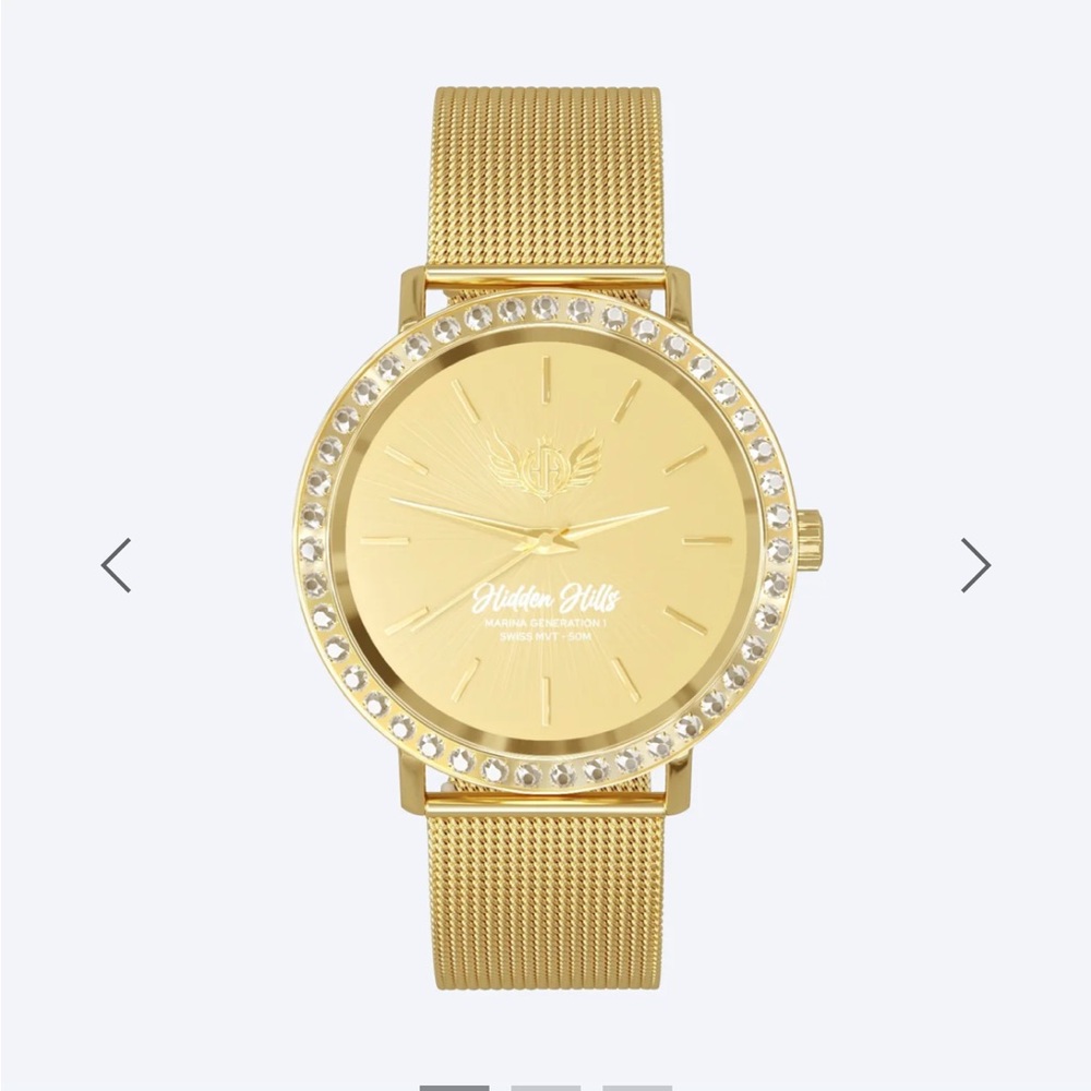 NWT* Hidden Hills MARINA G1 WOMEN'S GOLD CRYSTAL WATCH